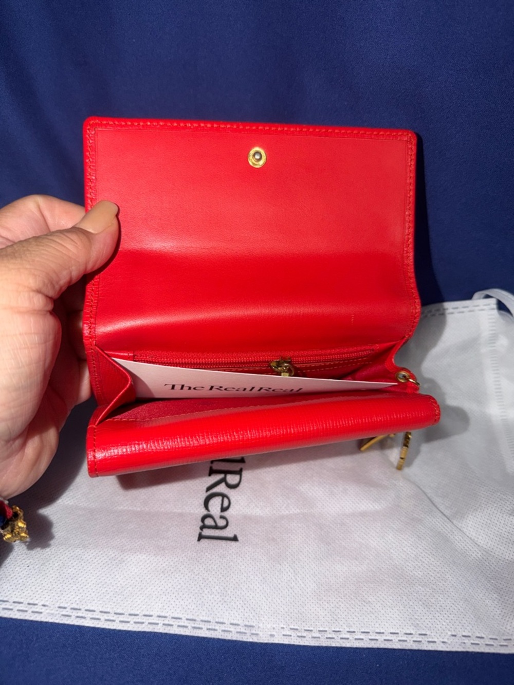 MCM Red Leather Logo Plaque Wallet - Picture 6 of 9